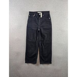 NWT Madewell Jeans Womens 25 Black Petite Slim Wide-Leg Jeans Lunar Wash Preppy